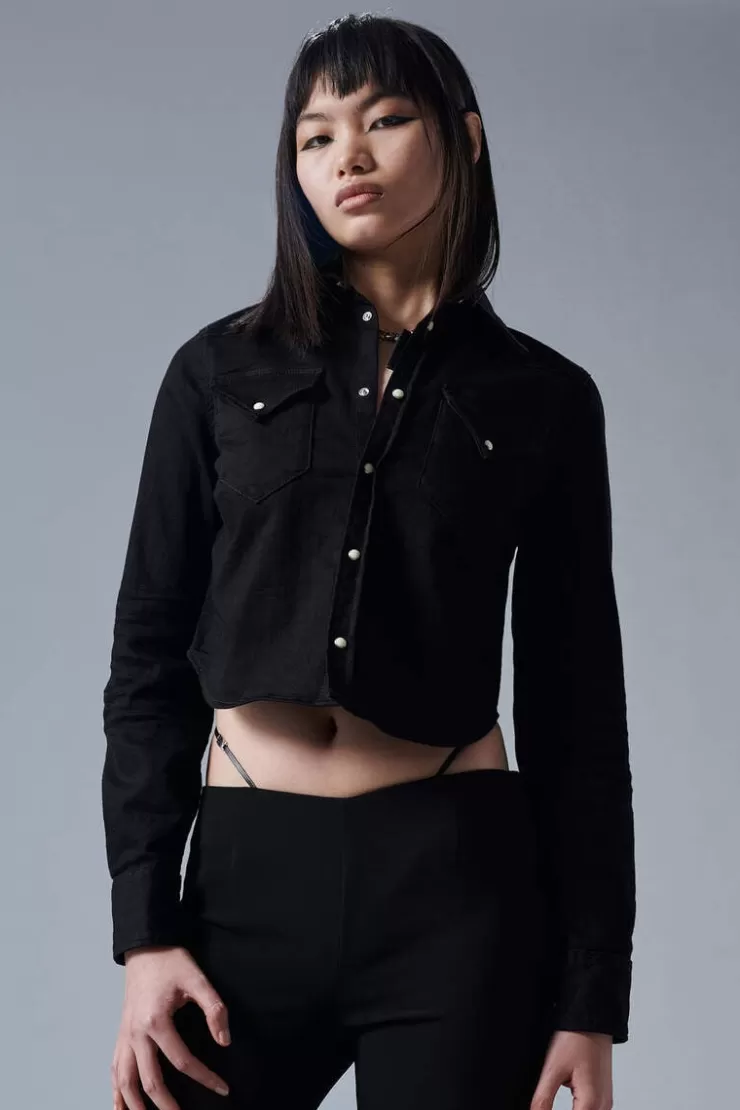 Dsquared2 Black Bull Wash Icon Western Cropped Shirt>Donna Camicie