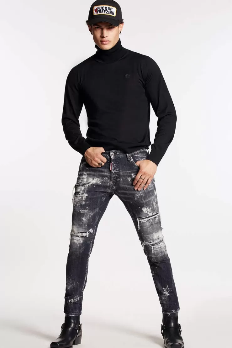 Dsquared2 Black Destroyed Wash Skater Jeans>Uomo Jeans