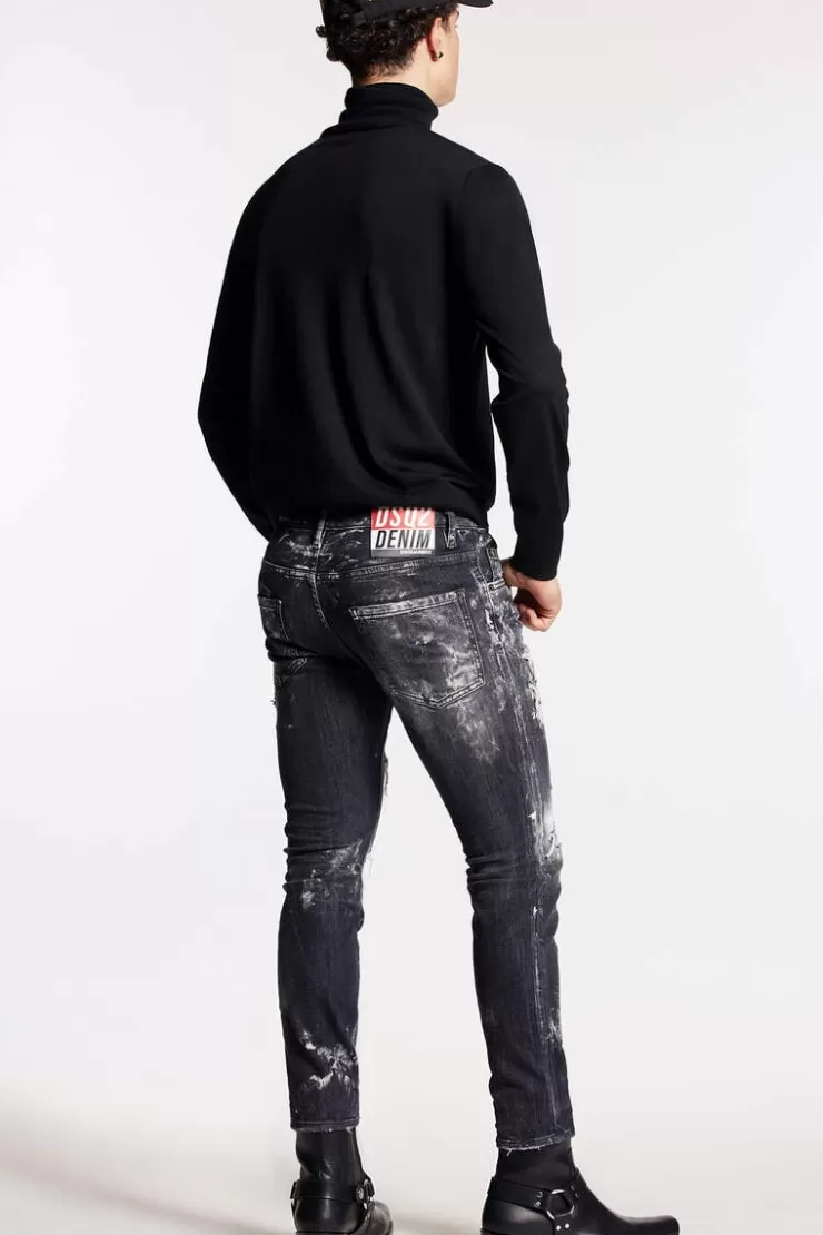 Dsquared2 Black Destroyed Wash Skater Jeans>Uomo Jeans