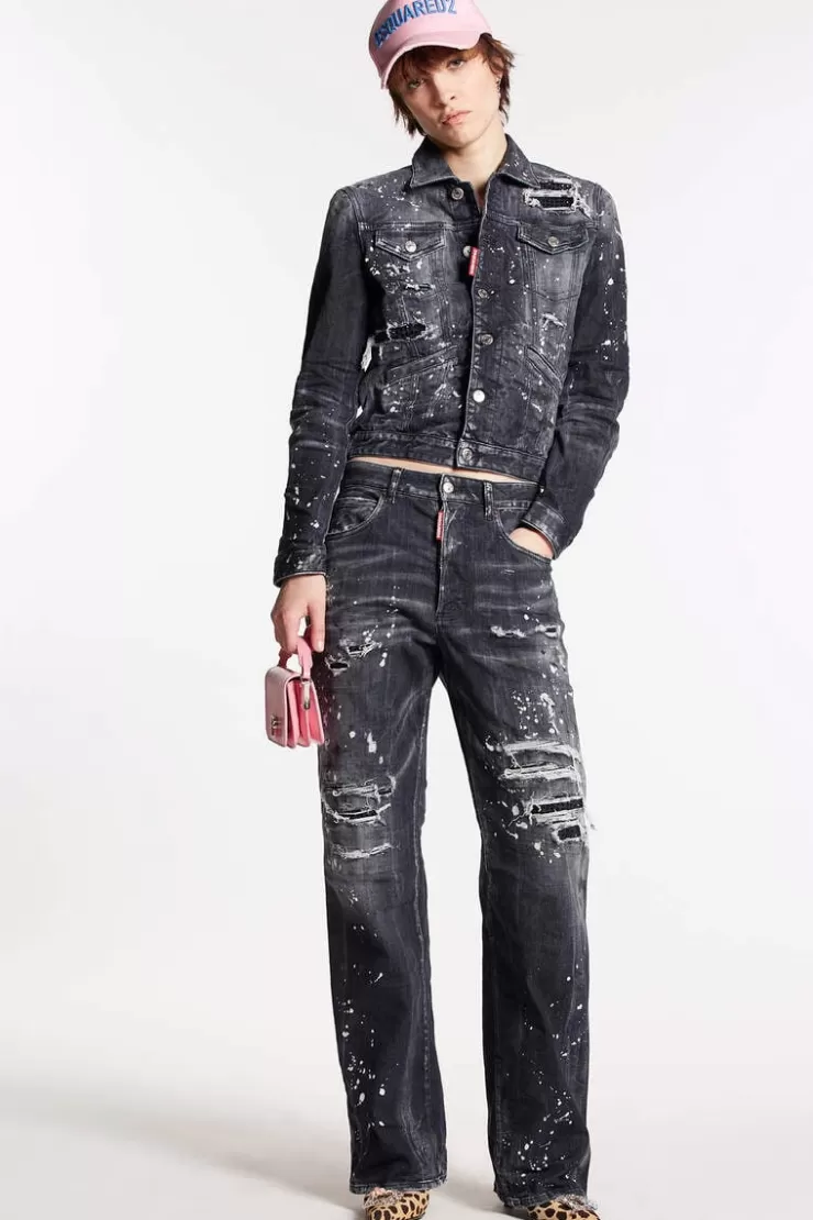 Dsquared2 Black Diamond Wash Roadie Jeans>Donna Jeans