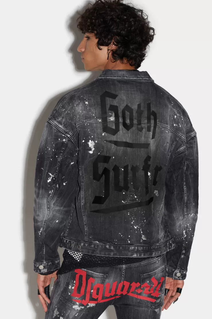 Dsquared2 Black Goth Surfer Wash Goth Surfer Dropped Shoulder Jean Jacket>Uomo Cappotti & Giubbotti