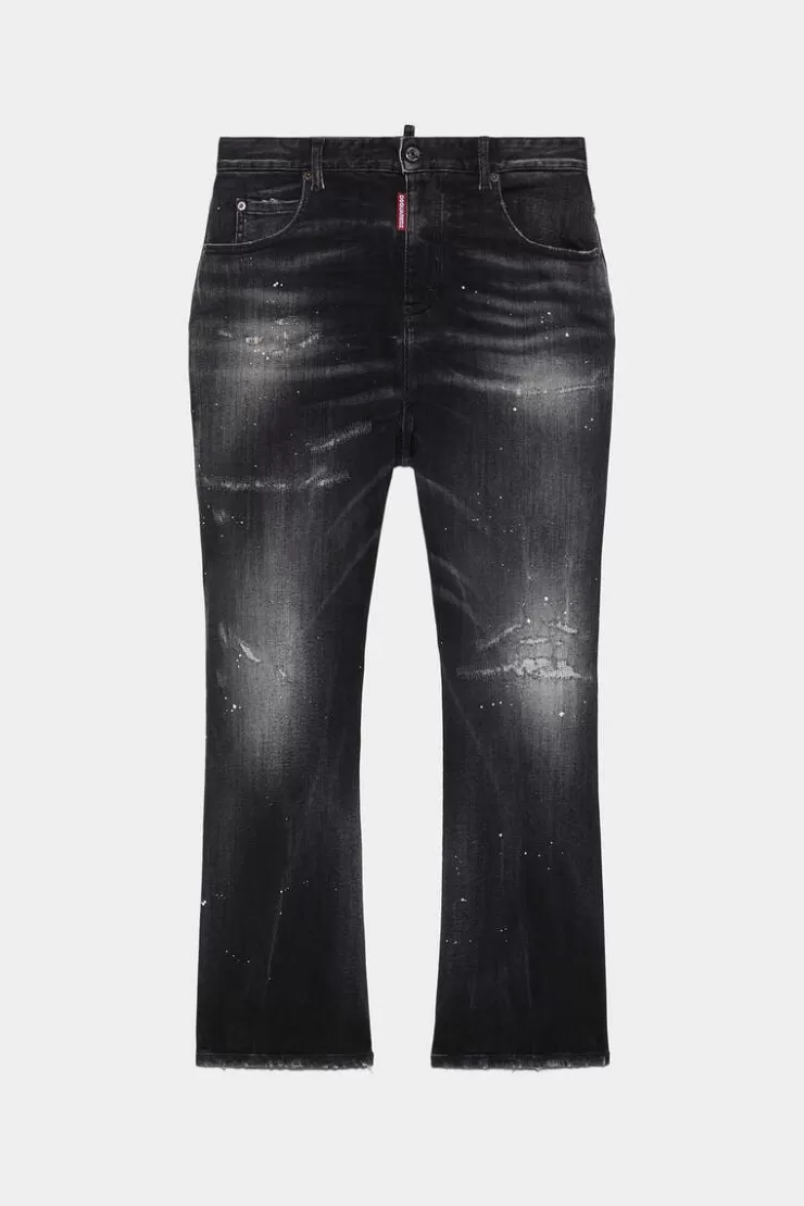 Dsquared2 Black Wash High Waist Bell Bottom Jeans>Donna Jeans