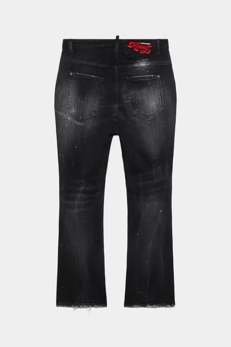 Dsquared2 Black Wash High Waist Bell Bottom Jeans>Donna Jeans