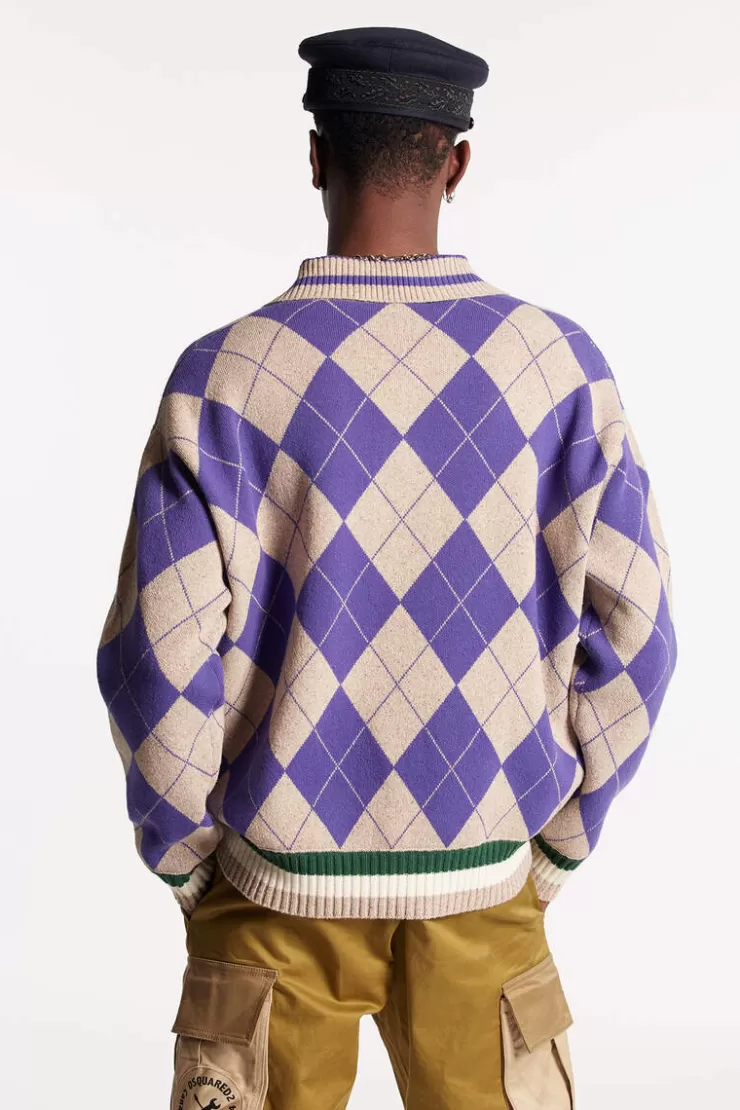 Dsquared2 D2 Argyle Polo Knit>Uomo Maglieria