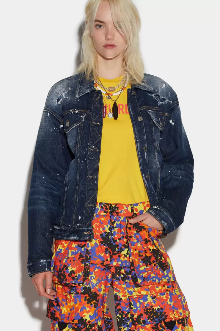 Dsquared2 Dark Ripped Wash Reversible Mix Jacket>Donna Cappotti & Giubbotti