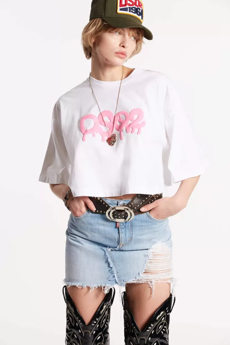 Dsquared2 Dsq2 Oversize Cropped T-Shirt>Donna Top & T-Shirt