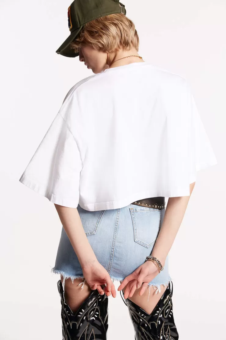 Dsquared2 Dsq2 Oversize Cropped T-Shirt>Donna Top & T-Shirt