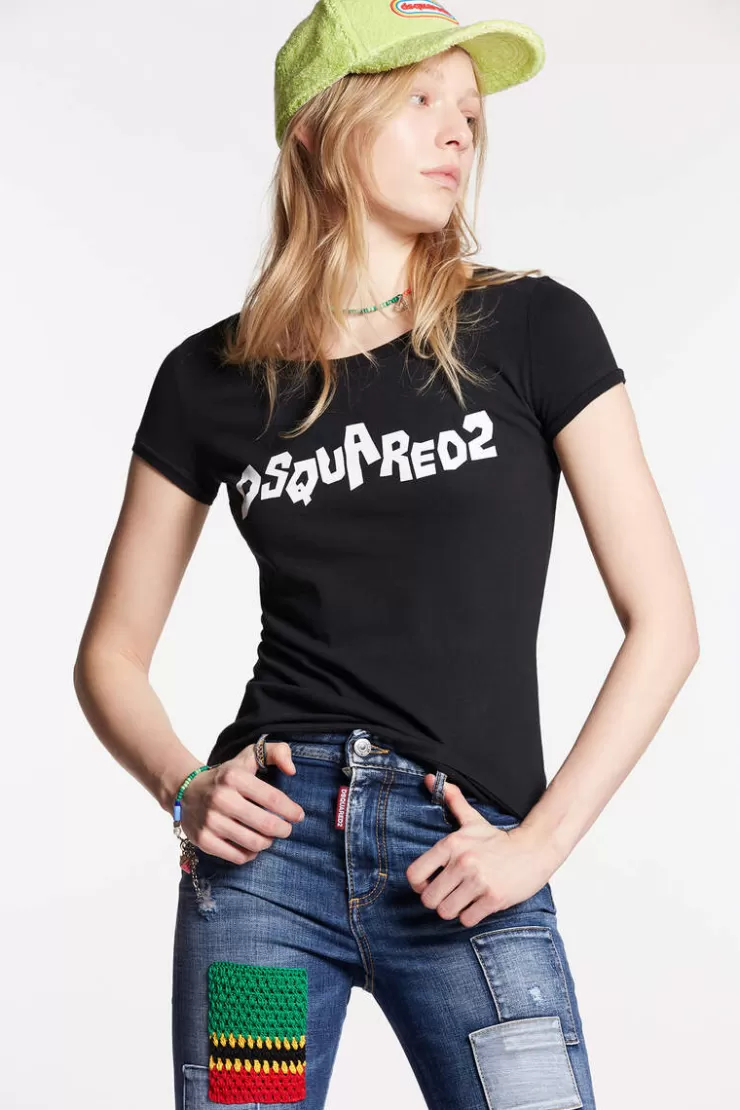 Dsquared2 Logo Scoop T-Shirt>Donna Top & T-Shirt