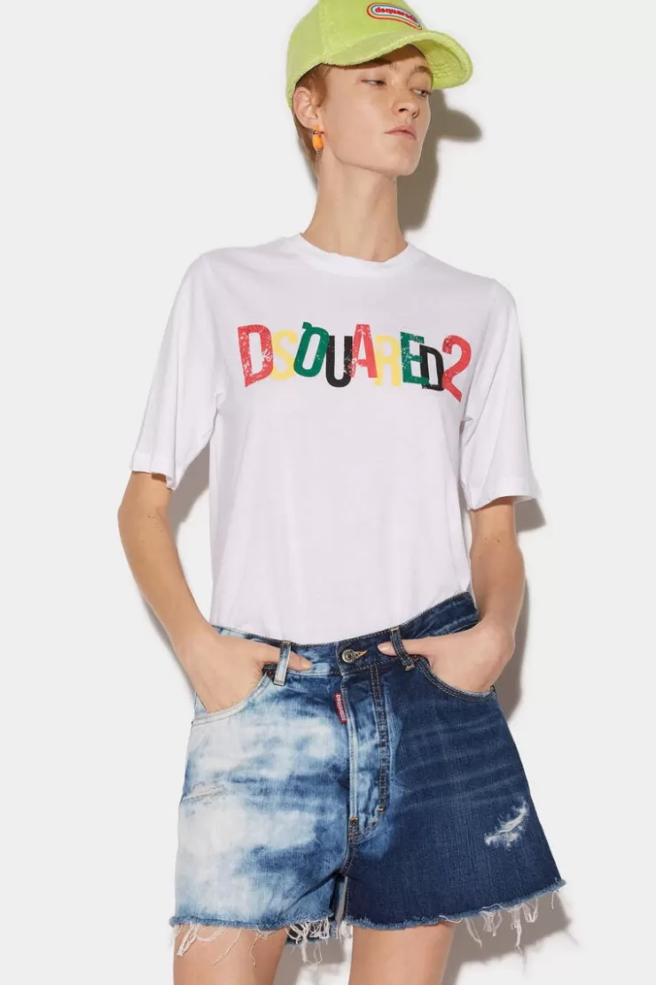 Dsquared2 Rainbow Easy T-Shirt>Donna Top & T-Shirt