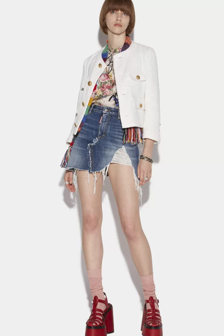 Dsquared2 Fringed Mini Skirt>Donna Gonne