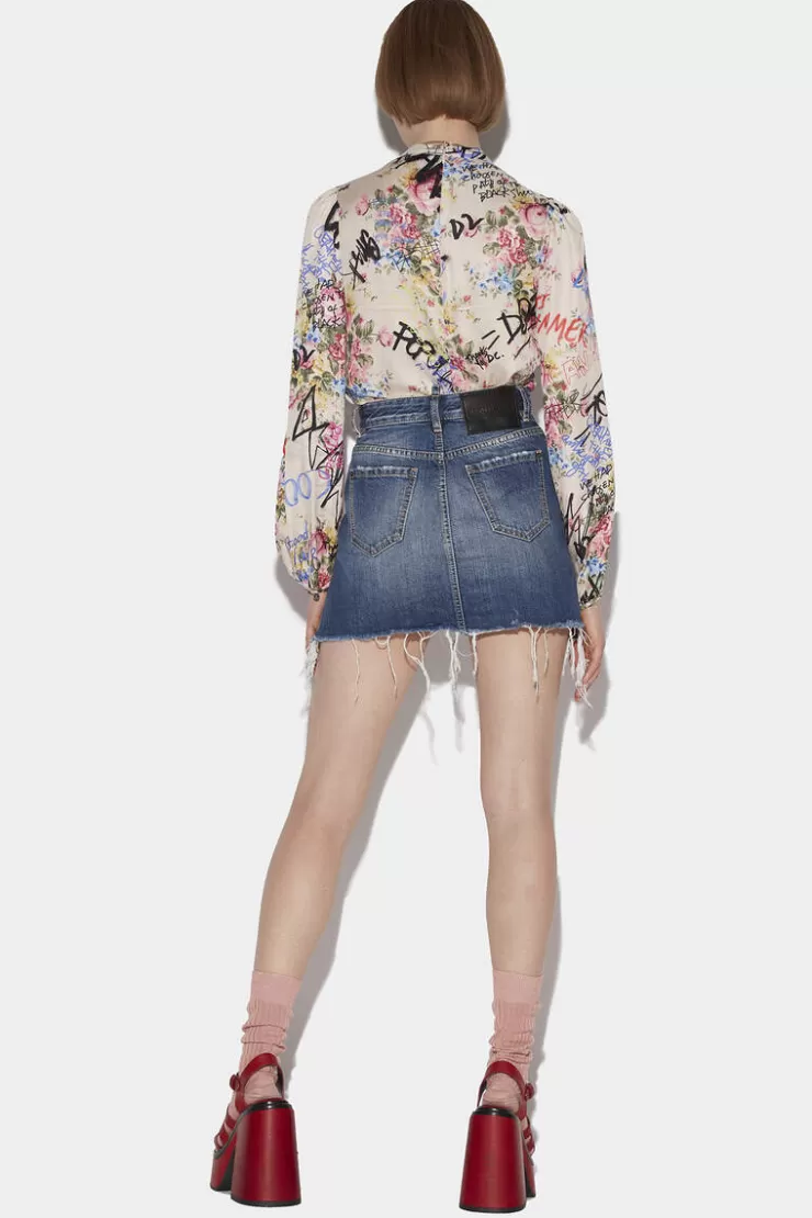 Dsquared2 Fringed Mini Skirt>Donna Gonne