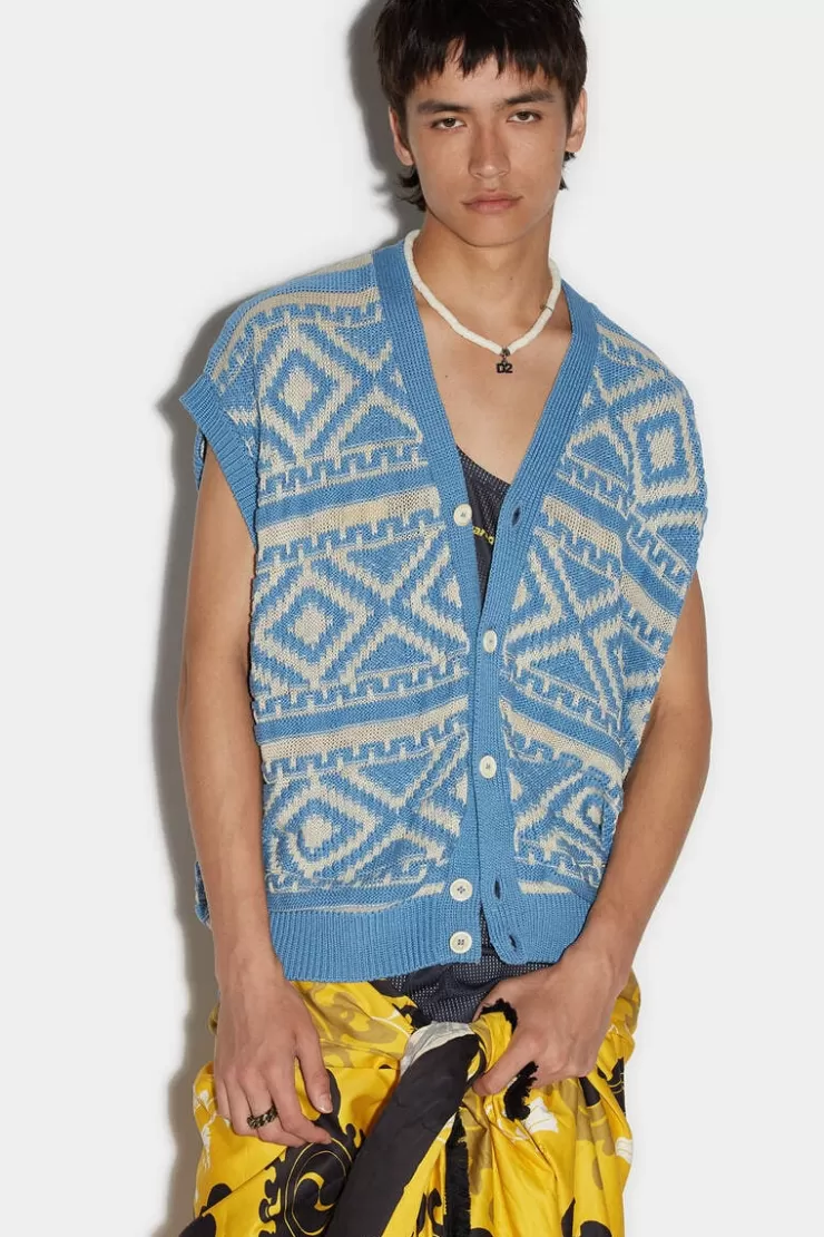 Dsquared2 Geometric Knit Gilet>Uomo Maglieria