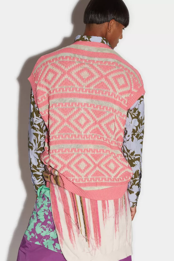 Dsquared2 Geometric Knit Gilet>Uomo Maglieria