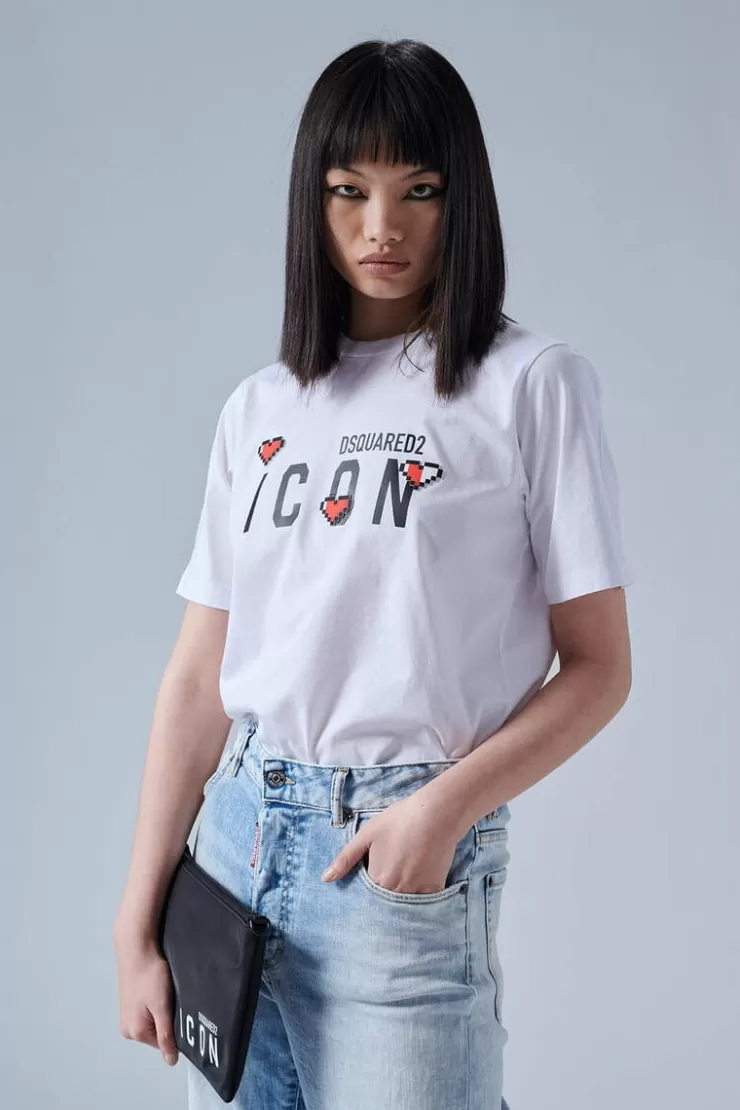 Dsquared2 Icon Game Lover Easy T-Shirt>Donna Top & T-Shirt