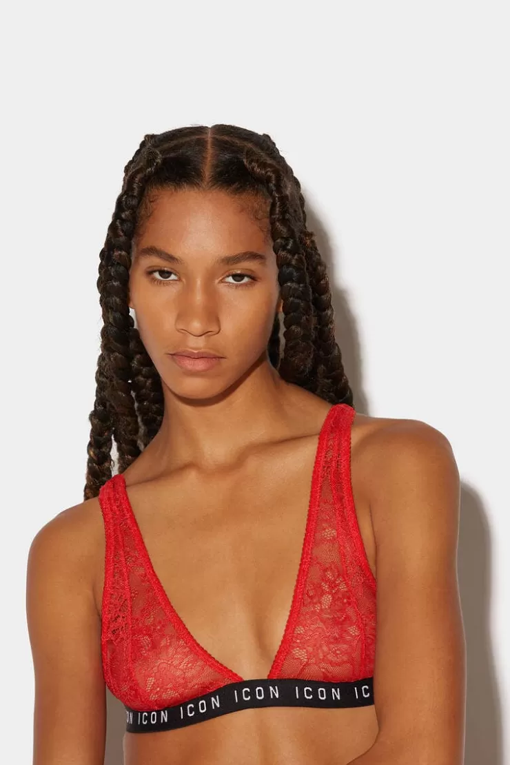 Dsquared2 Icon Lace Triangle Bra>Donna Intimo