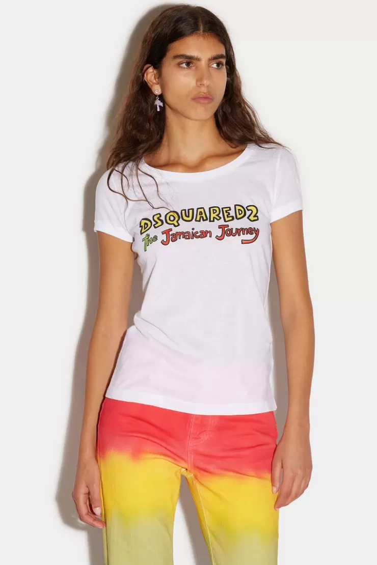 Dsquared2 Jamaican Journey Scoop T-Shirt>Donna Top & T-Shirt