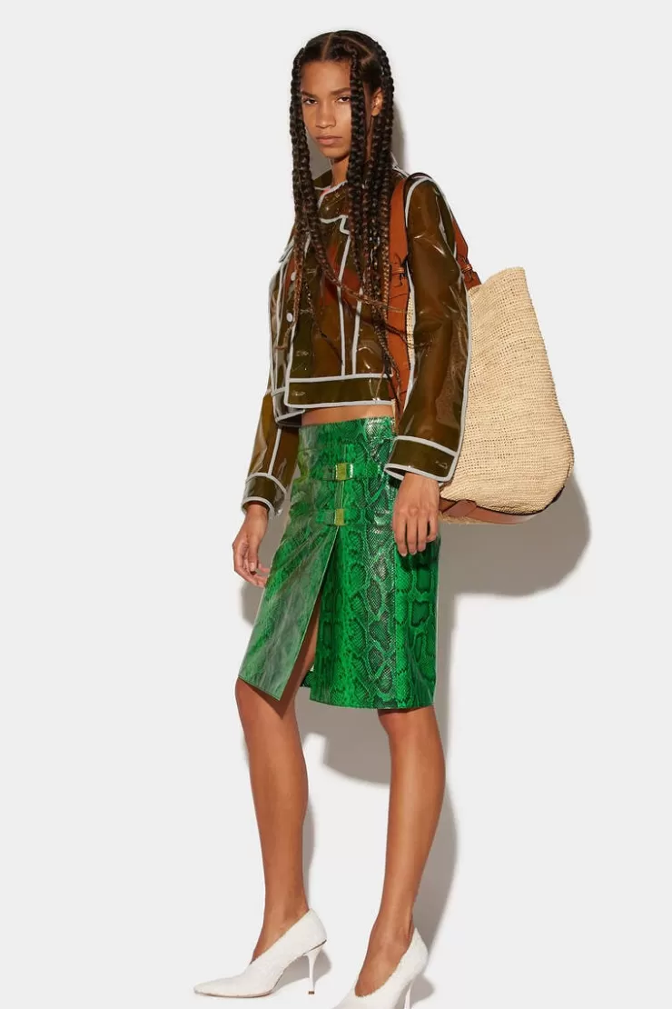 Dsquared2 Leatheer Low-Waist Python Print>Donna Gonne