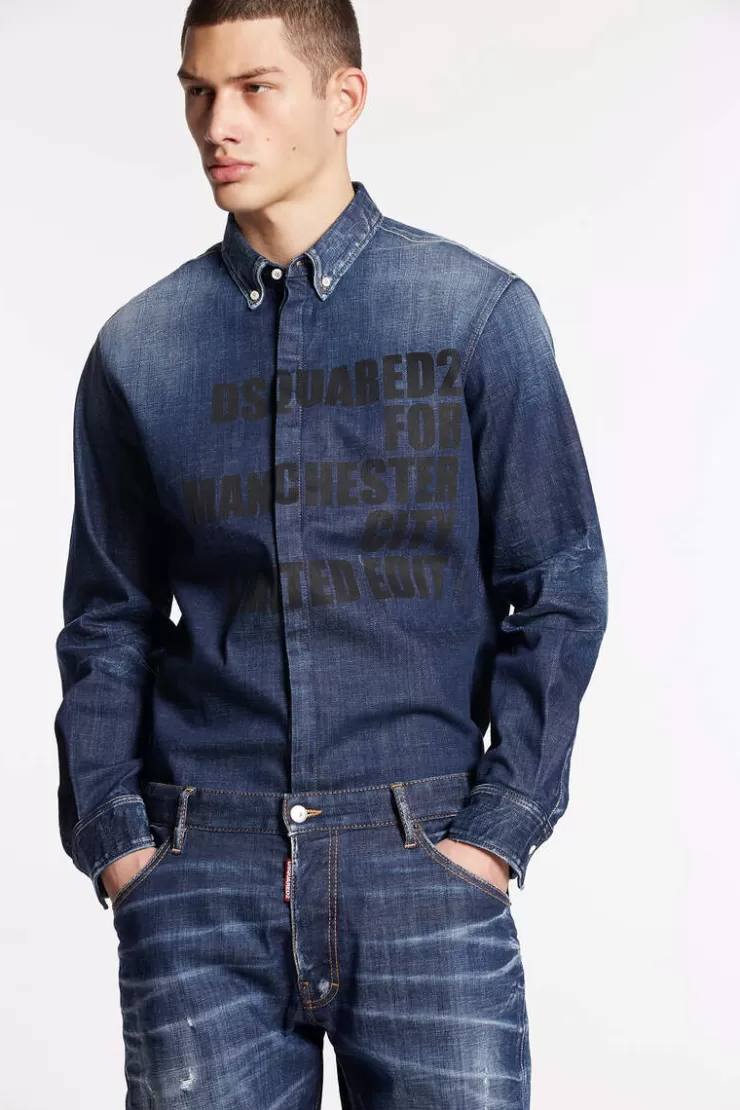 Dsquared2 Manchester City Denim Shirt>Uomo Camicie