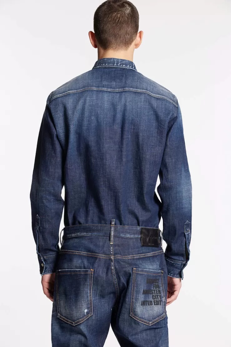 Dsquared2 Manchester City Denim Shirt>Uomo Camicie