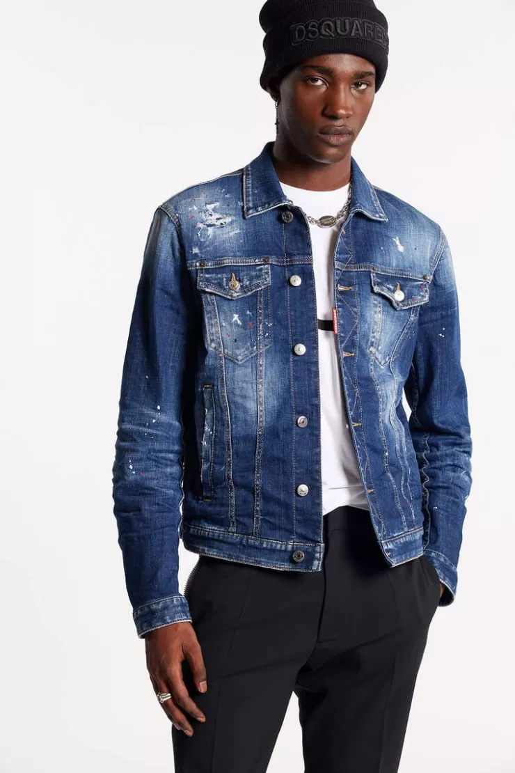 Dsquared2 Medium Red Spots Wash Dan Jean Jacket>Uomo Cappotti & Giubbotti