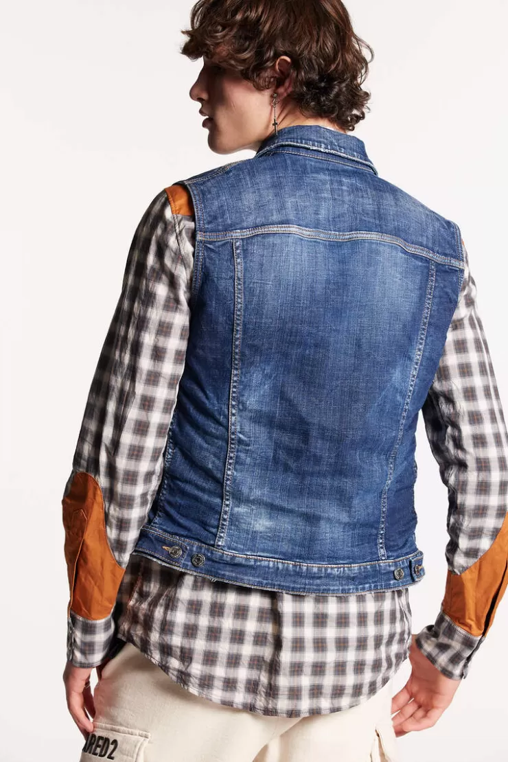 Dsquared2 Medium Red Spots Wash Dan Jean Vest>Uomo Cappotti & Giubbotti