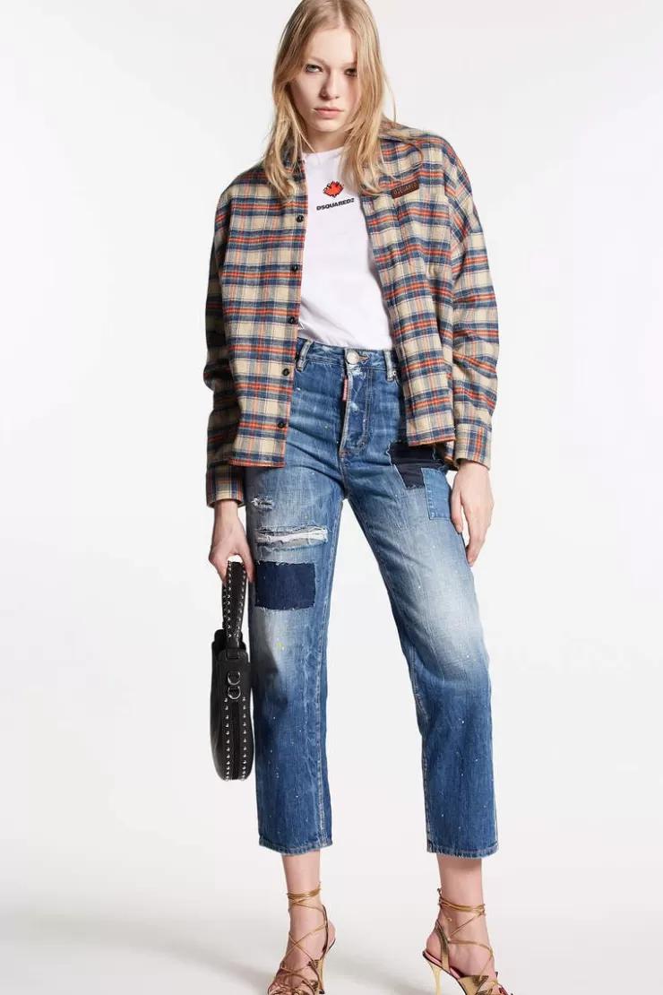 Dsquared2 Multicolor Waved Stripes Boston Jeans>Donna Jeans