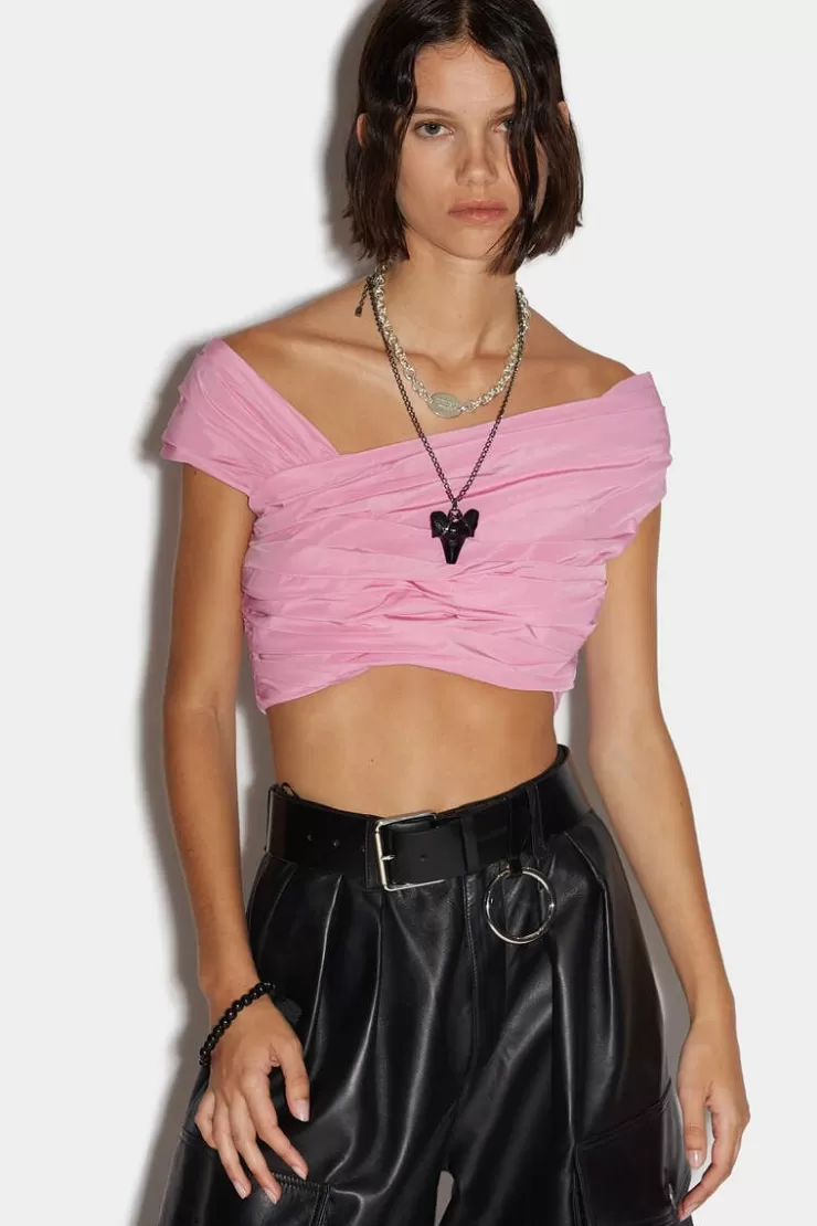 Dsquared2 Ruffled Crop Top>Donna Top & T-Shirt