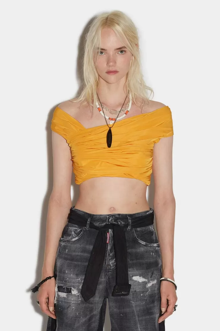 Dsquared2 Ruffled Crop Top>Donna Top & T-Shirt