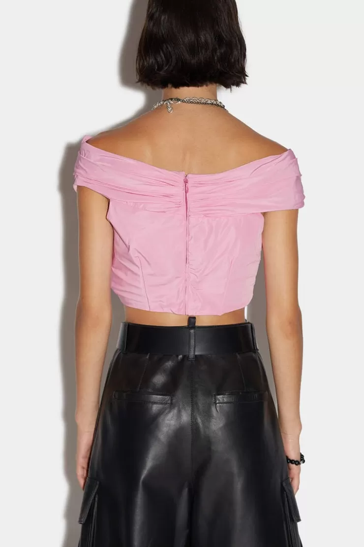 Dsquared2 Ruffled Crop Top>Donna Top & T-Shirt