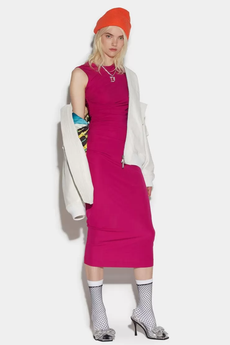 Dsquared2 Shirred Long Dress>Donna Vestiti E Tute