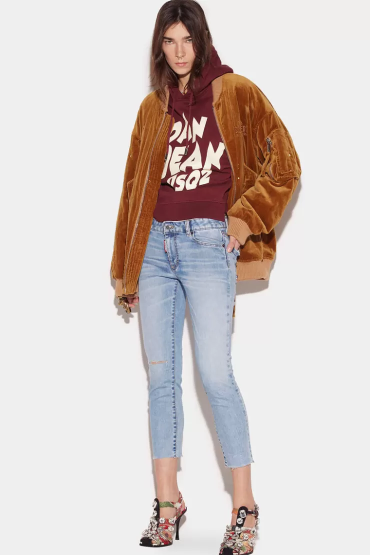 Dsquared2 Twiggy Light Wash Medium Waist Cropped Jeans>Donna Jeans