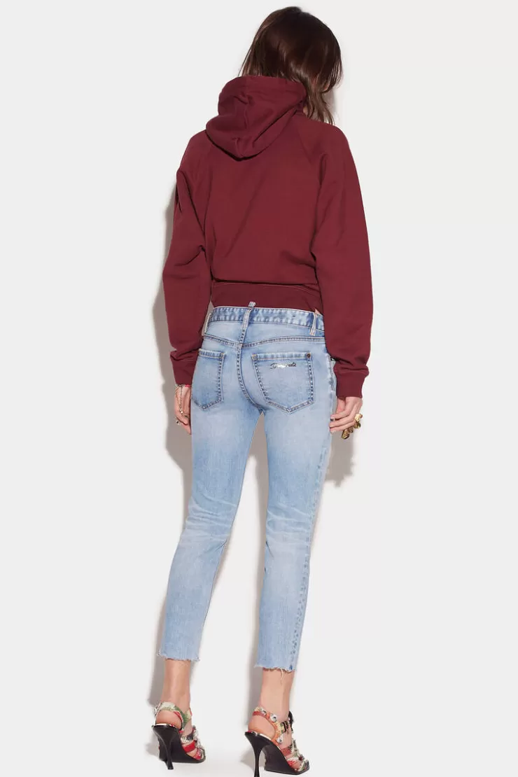 Dsquared2 Twiggy Light Wash Medium Waist Cropped Jeans>Donna Jeans